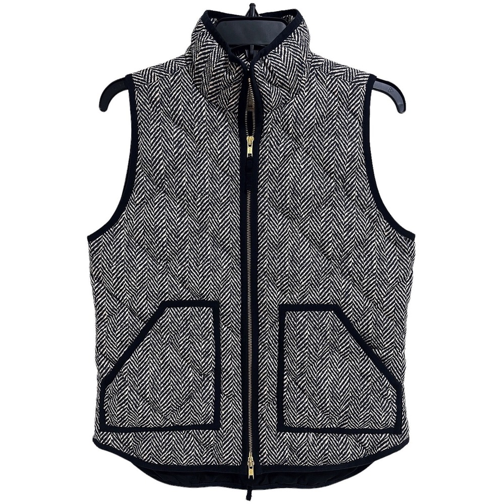 J‎ Crew Quilted Herringbone Vest Duck Down Sleeveless Insulated Jacket XS